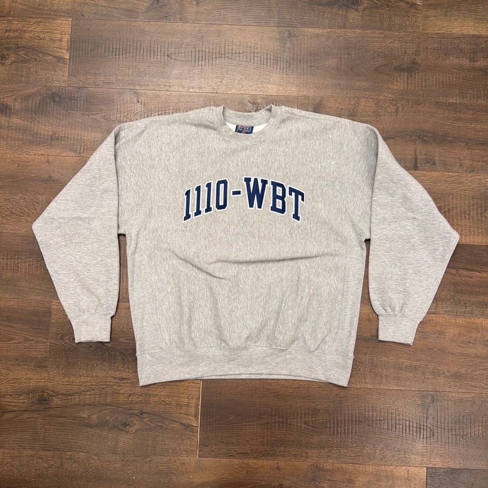 MV Sport Pro-Weave Mens L 1110 WBT Charlotte NC Radio Graphic Sweatshirt Gray